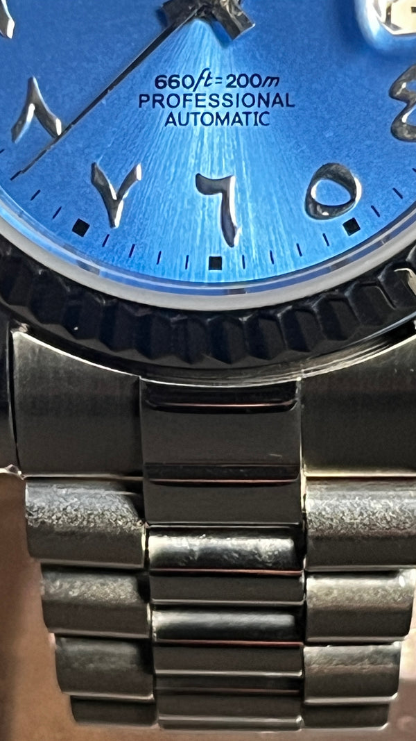 Baby Blue Date-just Seiko Mod - SeyaWatches