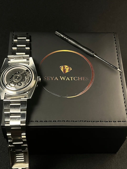 Dark Blue Arabic Numerals Dial Seiko Mod Box View