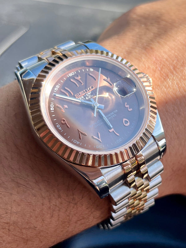 Rose Gold Arabic Numerals Dial | Seiko Mod - SeyaWatches